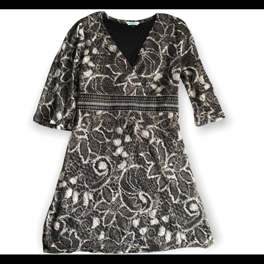 Black & gray floral dress by Nostalgia